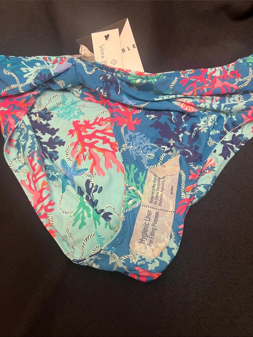 Vera Bradley NWT Aqua Multi Coral Reef Bikini Bottoms Women’s 12 14 Reversible
